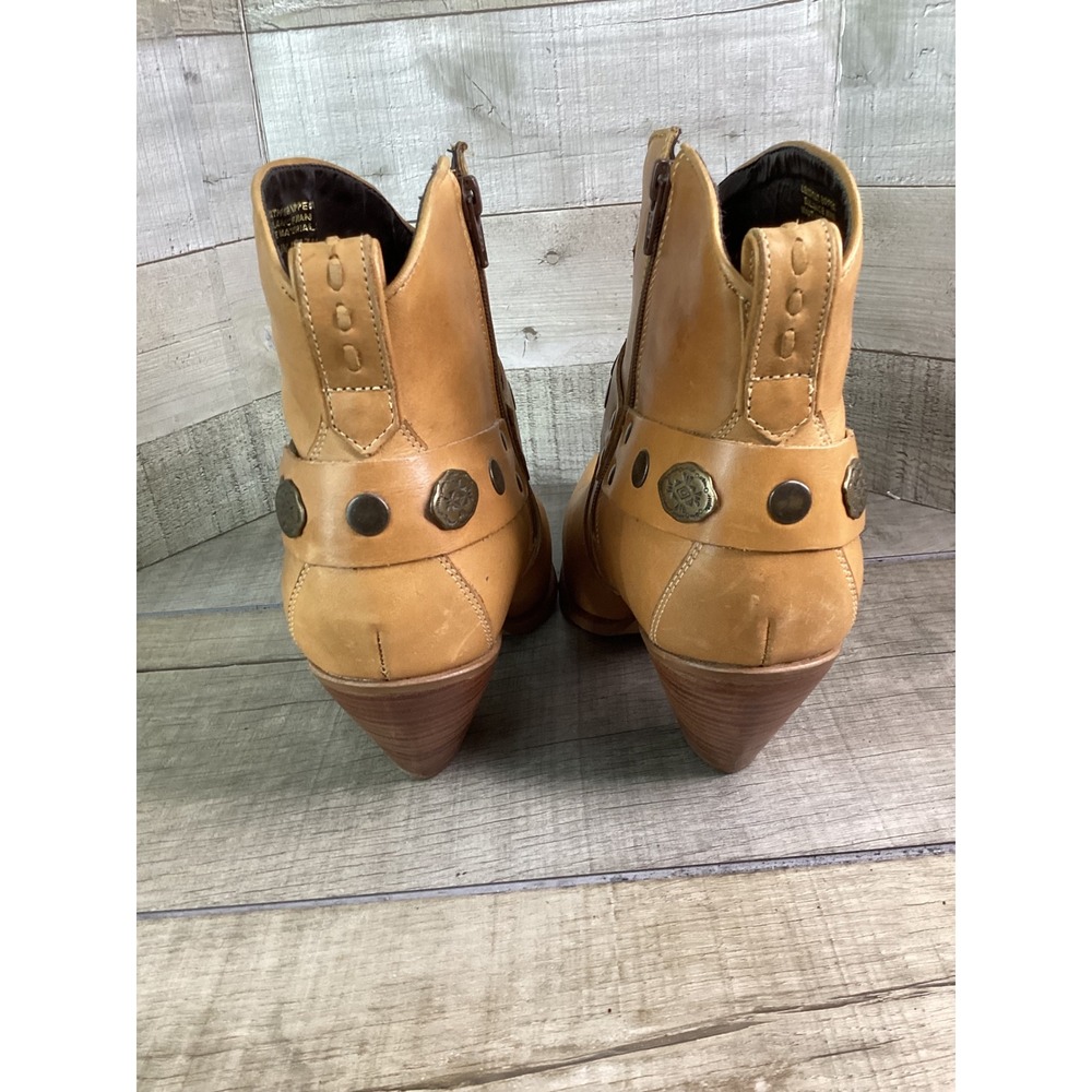 Durango Tan Leather Harness Ankle Boots Womens 9 M Western Pointed Toe RD2502 - Picture 5 of 8